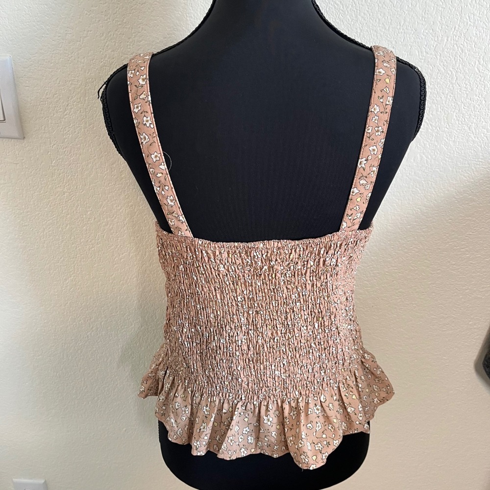 ⭐️3 for $30 Paper Moon Floral Smocked Peplum Summer Tank Top Mauve Pink Sz M - Picture 2 of 10